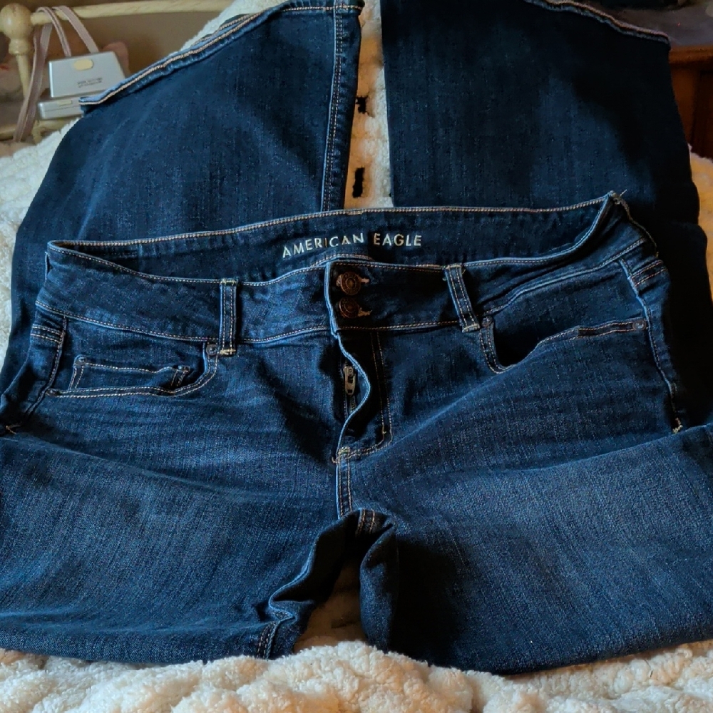 American Eagle Outfitters Women's Dark Blue Artist Flare Jeans